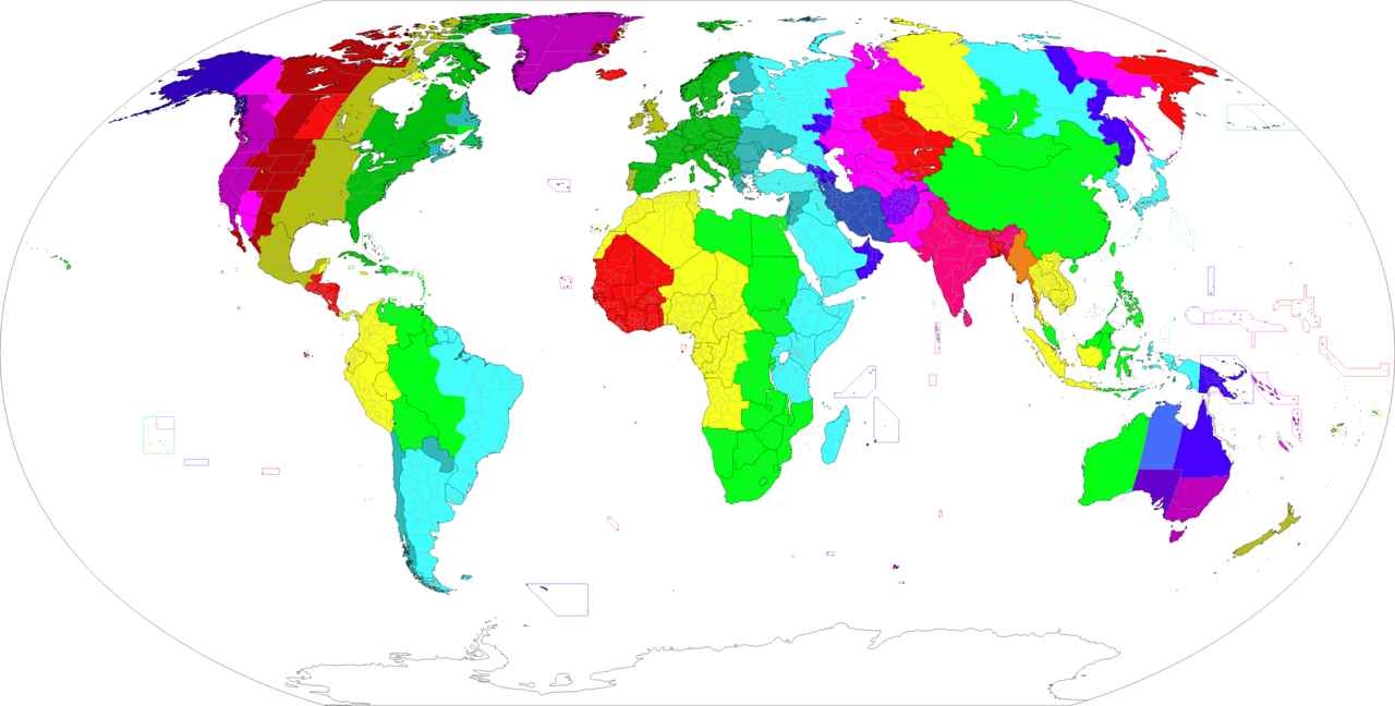 carte fuseaux horaires monde