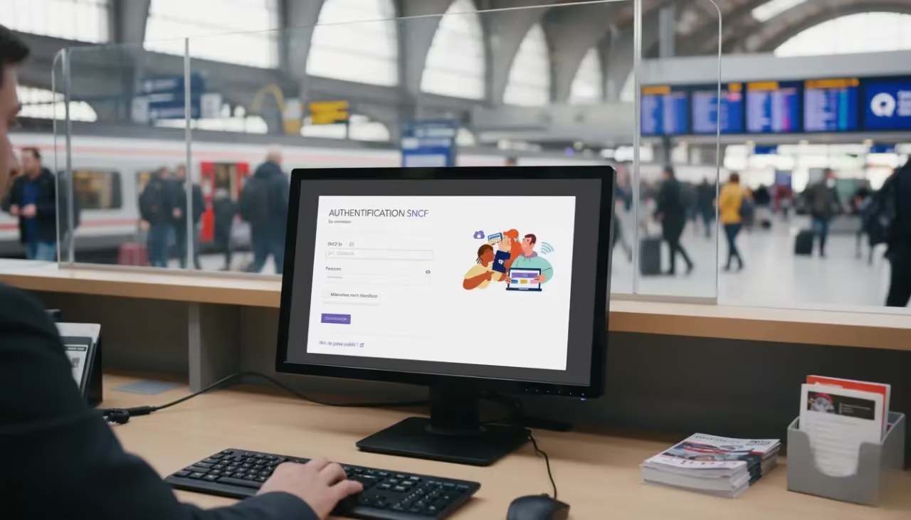 Écran d'ordinateur affichant un portail intranet SNCF destiné aux agents du groupe